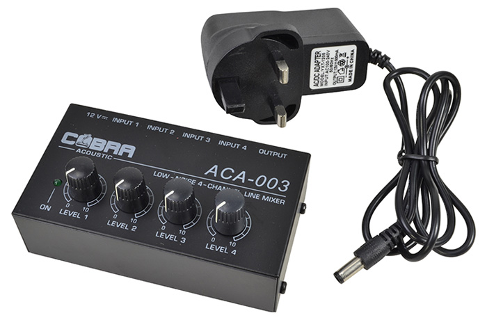 AUNMAS 4-Channel Line Mixer - Ultra Low Noise Audio Mixer For Keyboards, Instruments, PA Systems
